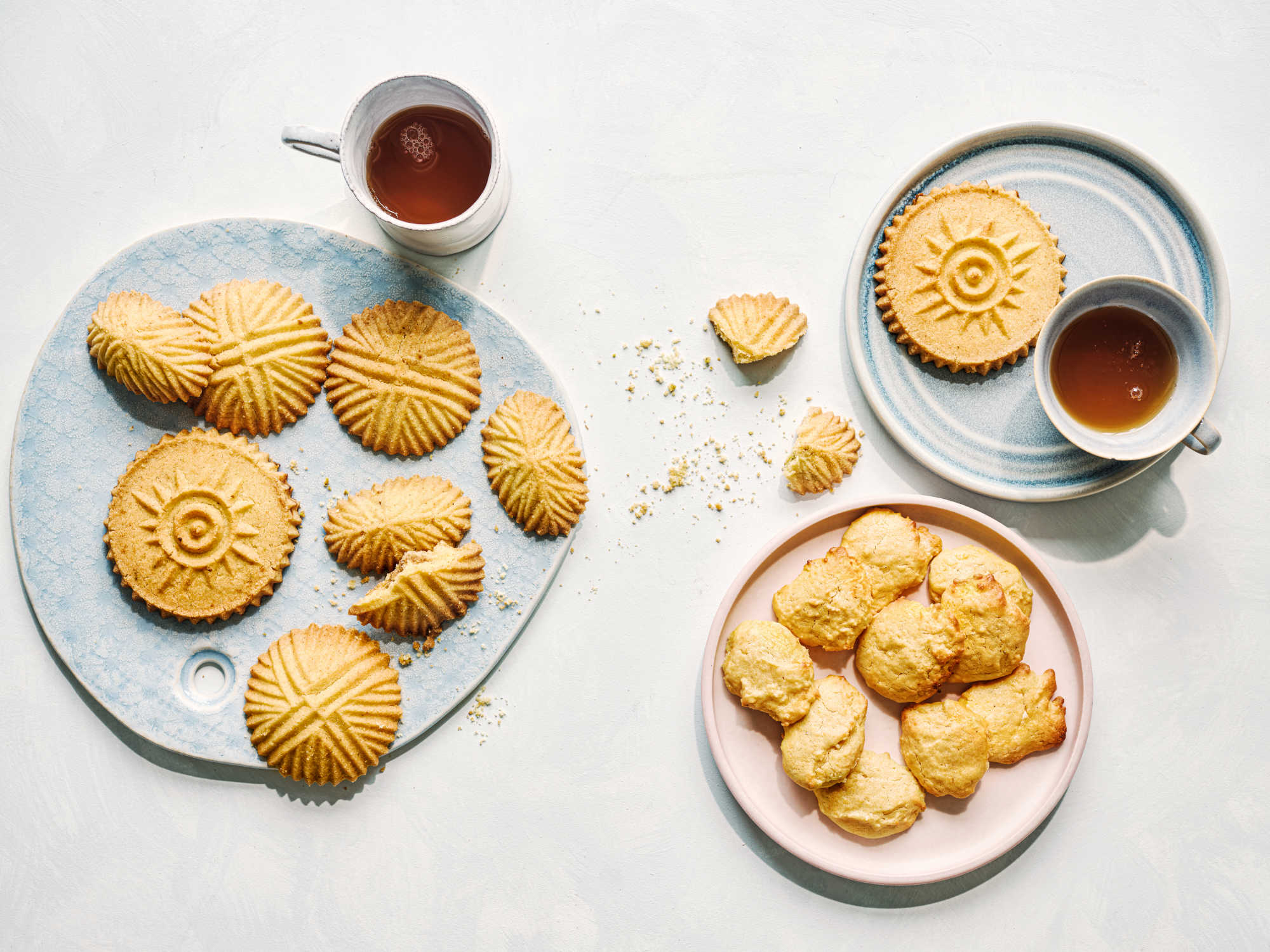 Lebanese Stuffed Cookies (Ma’moul), Persian Chickpea Shortbread (left to right). Photography: Liz and Max Haarala Hamilton