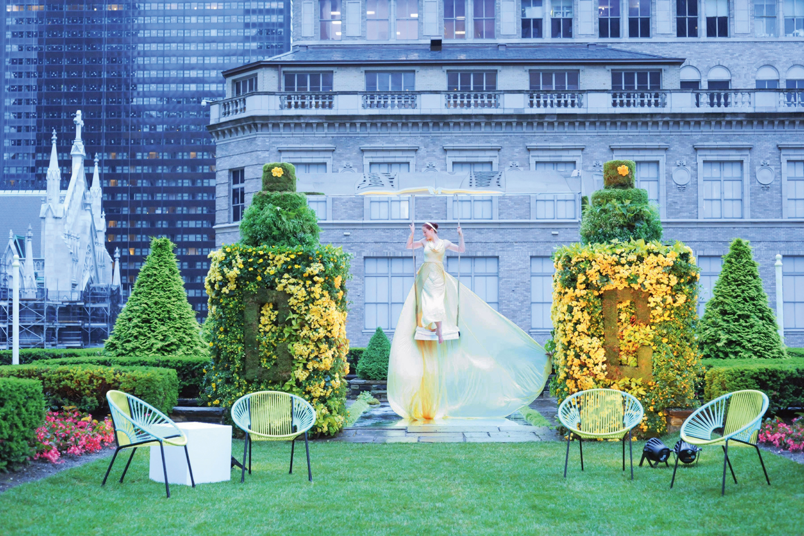 A bit of whimsy to welcome guests to the launch party for Clinique’s Dramatically Different Moisturizer, Rockefeller Center, 2013