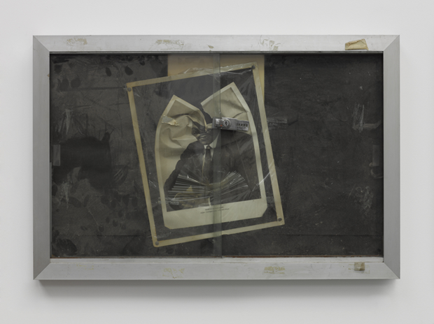 A Maimed King (detail), 2012, photograph, metal, glass, dust, chair, 61 x 91 x 6 cm. From Theaster Gates