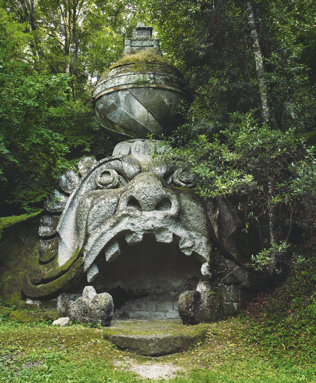 Sculpture Garden. Sacro Bosco/Parco dei Mostri, Villa Orsini, Bomarzo, Viterbo, Lazio, Italy.  Open to the public. 