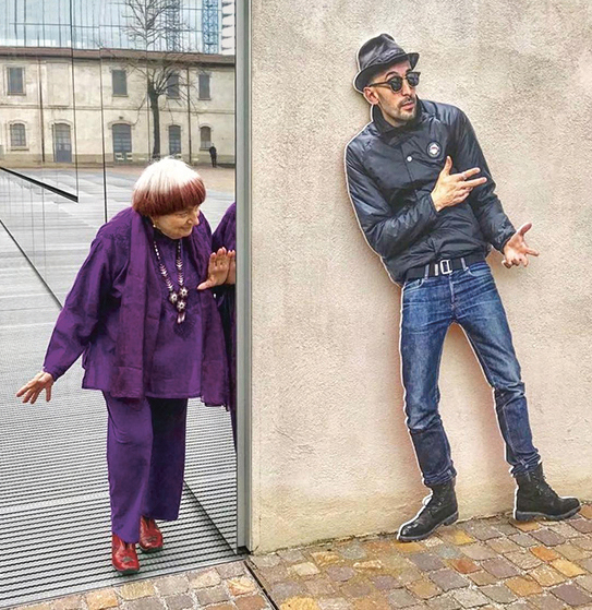 JR (right) with his collaborator Agnès Varda