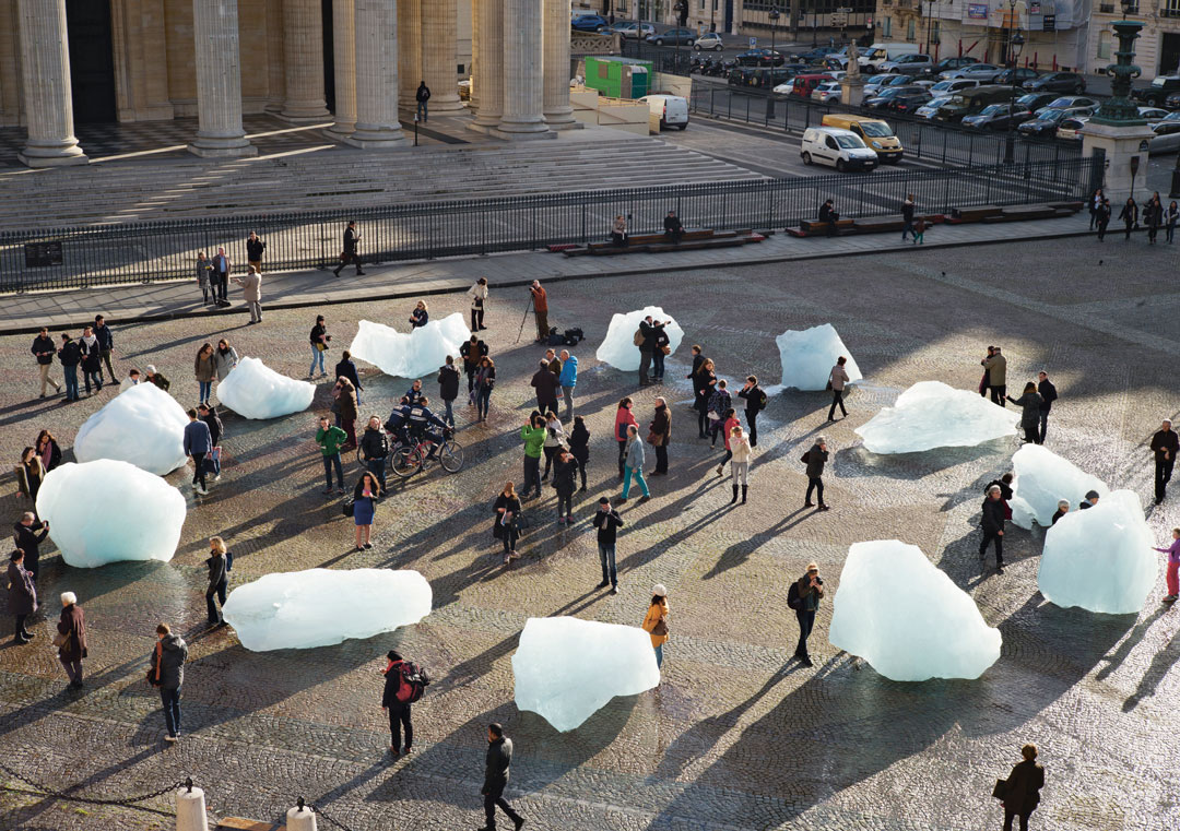 Ice Watch (2014) by Olafur Eliasson (with Minik Rosing). Installation views at Place du Panthéon, Paris, 2015