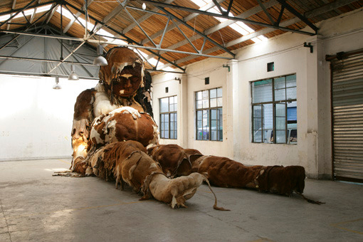 Zhang Huan - Giant No. 3, 2008 Cowskin, Steel, Wood and Polystyrene Foam ; 181 x 394 x 165 inches(460 x 1000 x 420 cm) ; ©Zhang Huan Studio, Courtesy of Pace Beijing