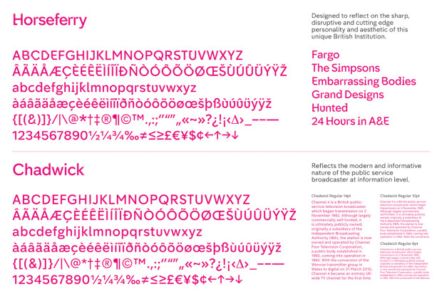 Neville Brody's Chadwick and Horseferry typefaces. Image courtesy of Channel 4