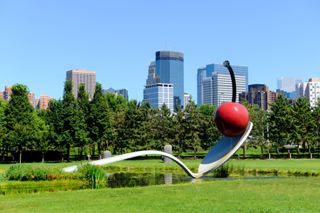 Claes Oldenburg and Coosje van Bruggen's playful Spoonbridge and Cherry