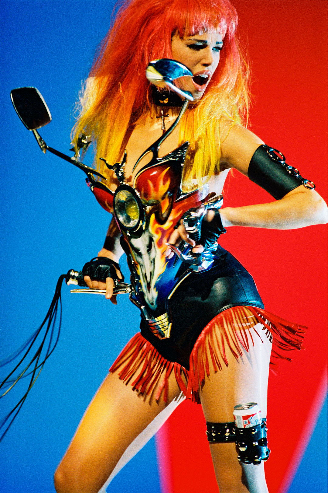 Patrice Stable, Emma Sjöberg during the shooting of the video for George Michael’s song “Too Funky,” Paris, 1992, directed by Thierry Mugler. Outfit: Thierry Mugler, Les Cow-boys collection, prêt-à-porter spring/summer 1992. Photo: © Patrice Stable