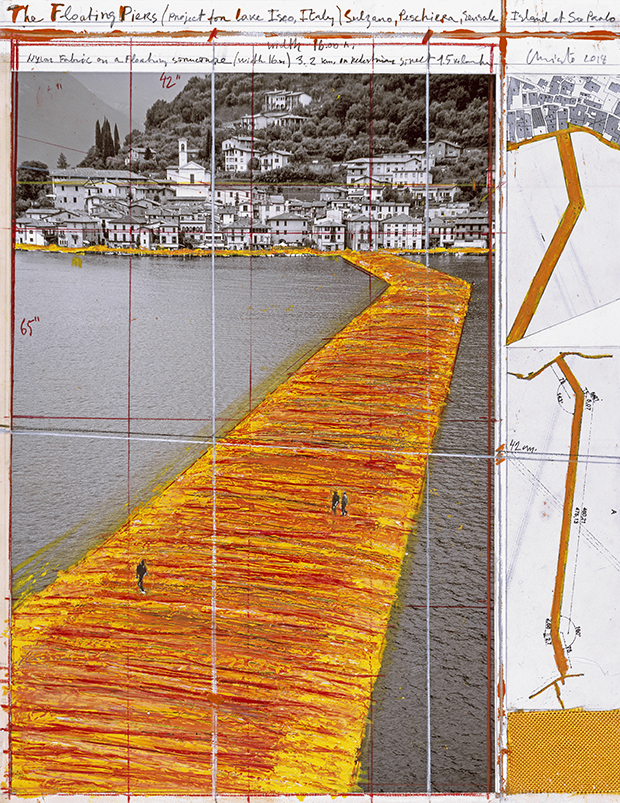 Drawing for the Floating Piers (2104) by Christ. Photograph by André Grossmann