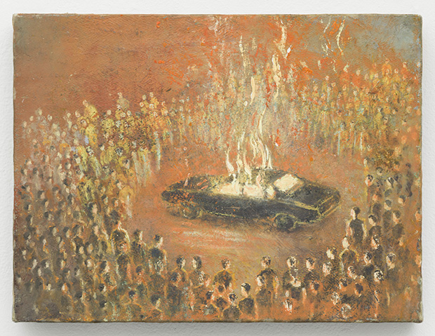 Francis Alÿs Linchados, 2010 Oil on canvas on wood 7 1/8 x 5 3/8 inches (18 x 13.5 cm) Courtesy David Zwirner, New York/London