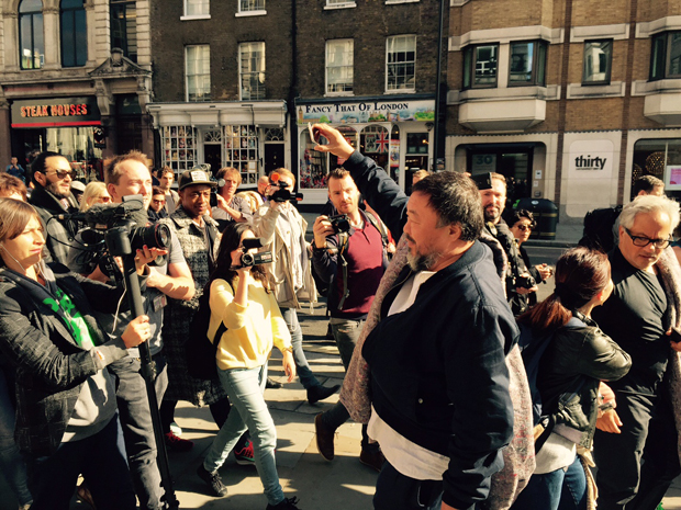 Ai Weiwei and Anish Kapoor in London this morning - photo Mat Smith