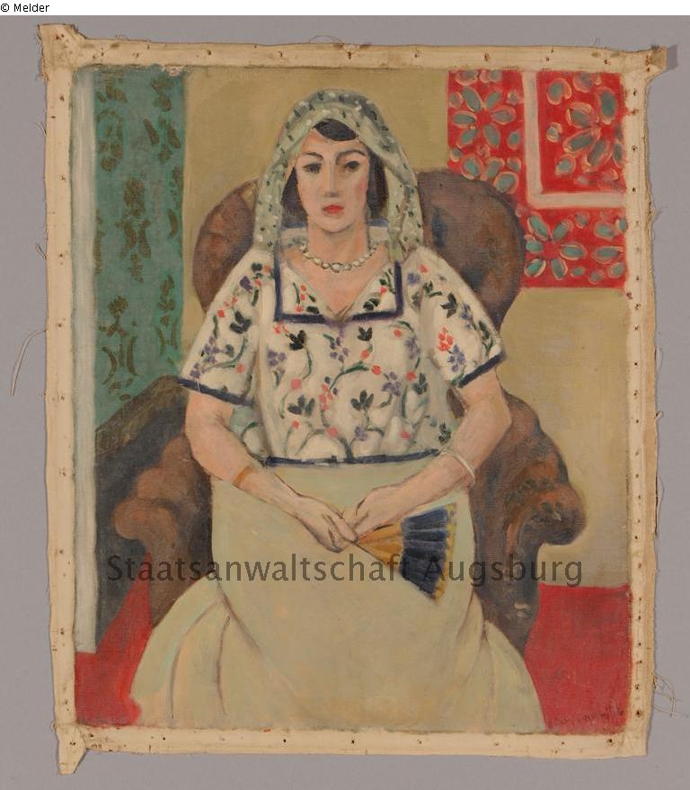 Seated woman by Henri Matisse,  courtesy of lostart.de