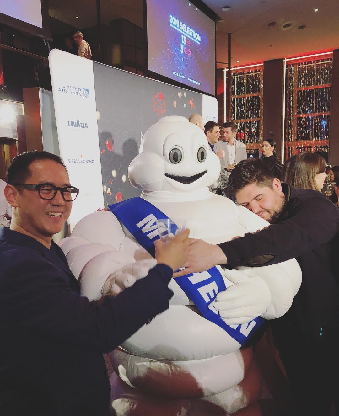 Jeremiah Stone and Fabián von Hauske at the NYC Michelin party. Image courtesy of Stone's Instagram