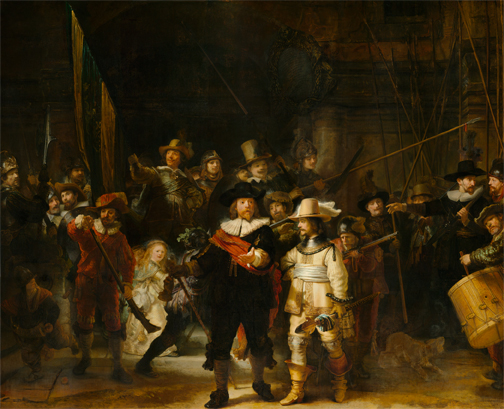 Night Watch, (1642) by Rembrandt van Rijn. Image courtesy of Rijksmuseu