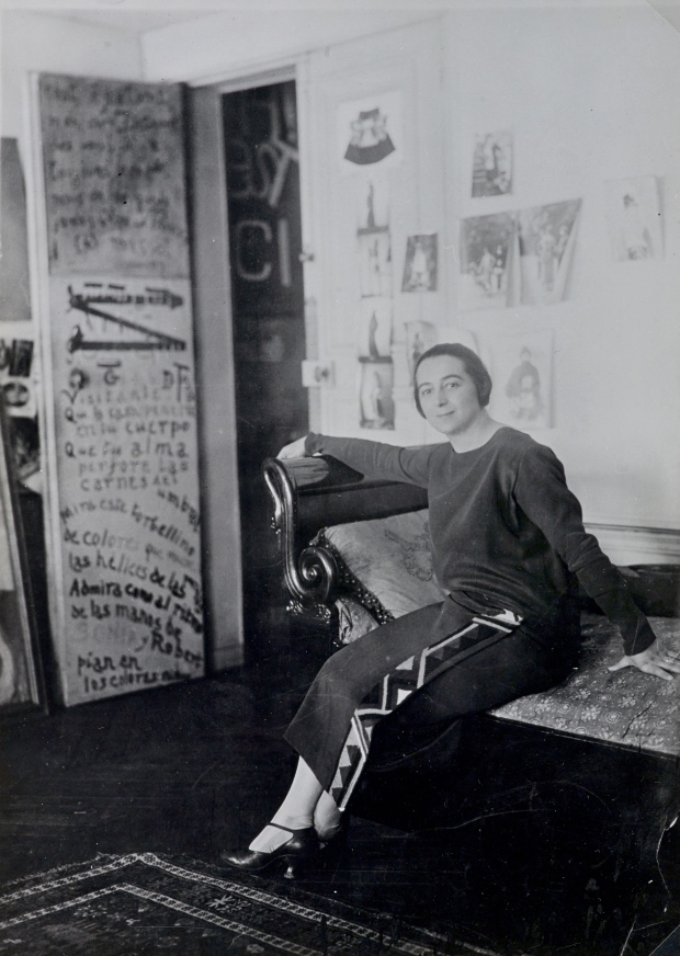 Sonia Delaunay in front of her door-poem in the Delaunays’ apartment, Boulevard Malesherbes, Paris 1924 Bibliothèque nationale de France, Paris