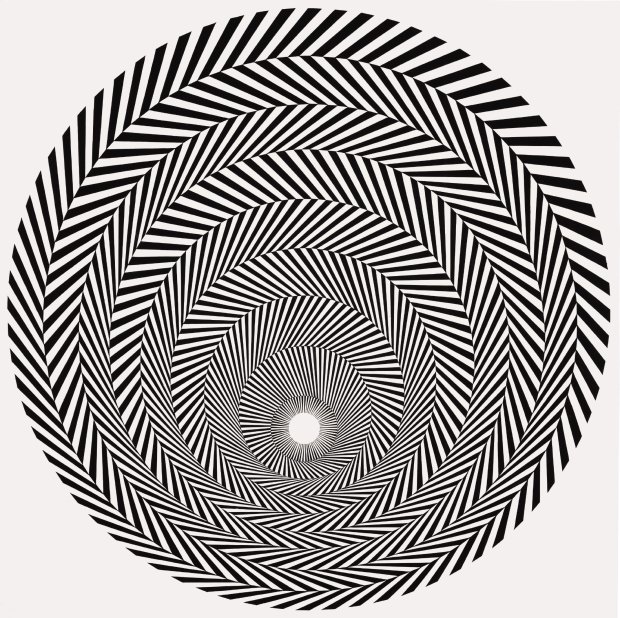 Blaze 4 (1964) by Bridget Riley. From Eye Attack - Op Art and Kinetic Art 1950-1970