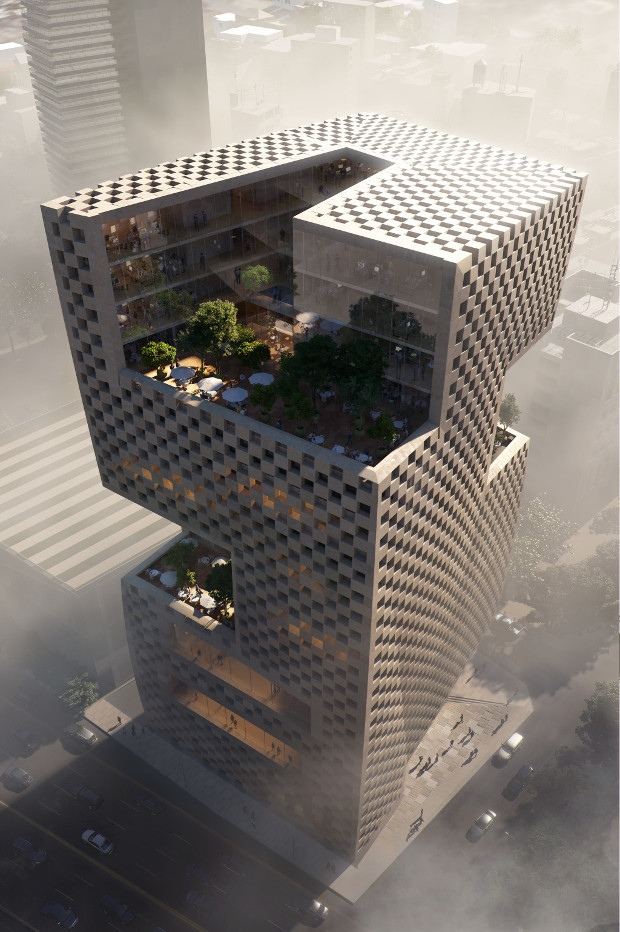 Snøhetta's design for Banque Libano-Française's Beirut headquarters. Image courtesy of Snøhetta 